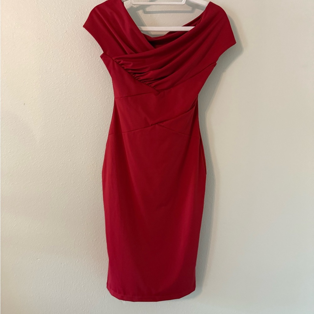 Popilush Red Draped Wrap Dress